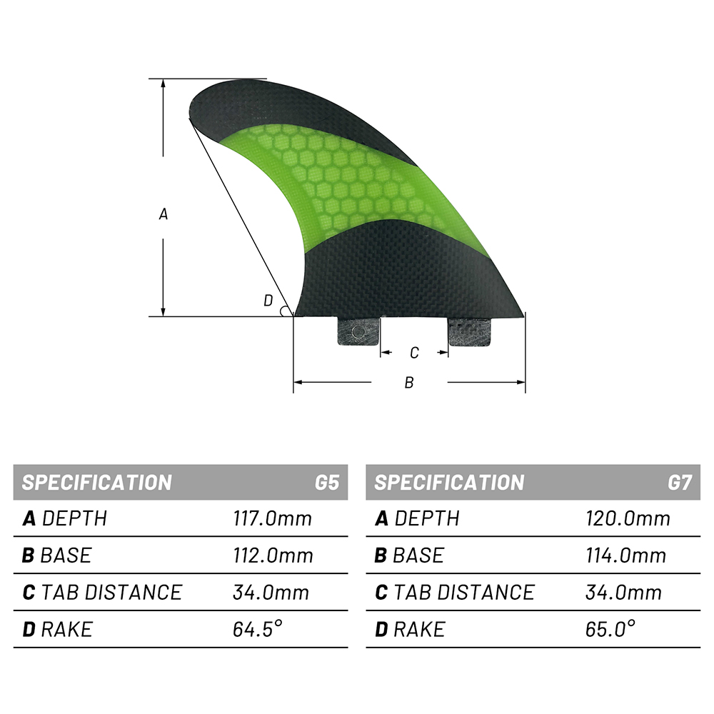 Swim Fins - UPSURF FCS G5/G7 Quillas pestañas dobles/partenes
